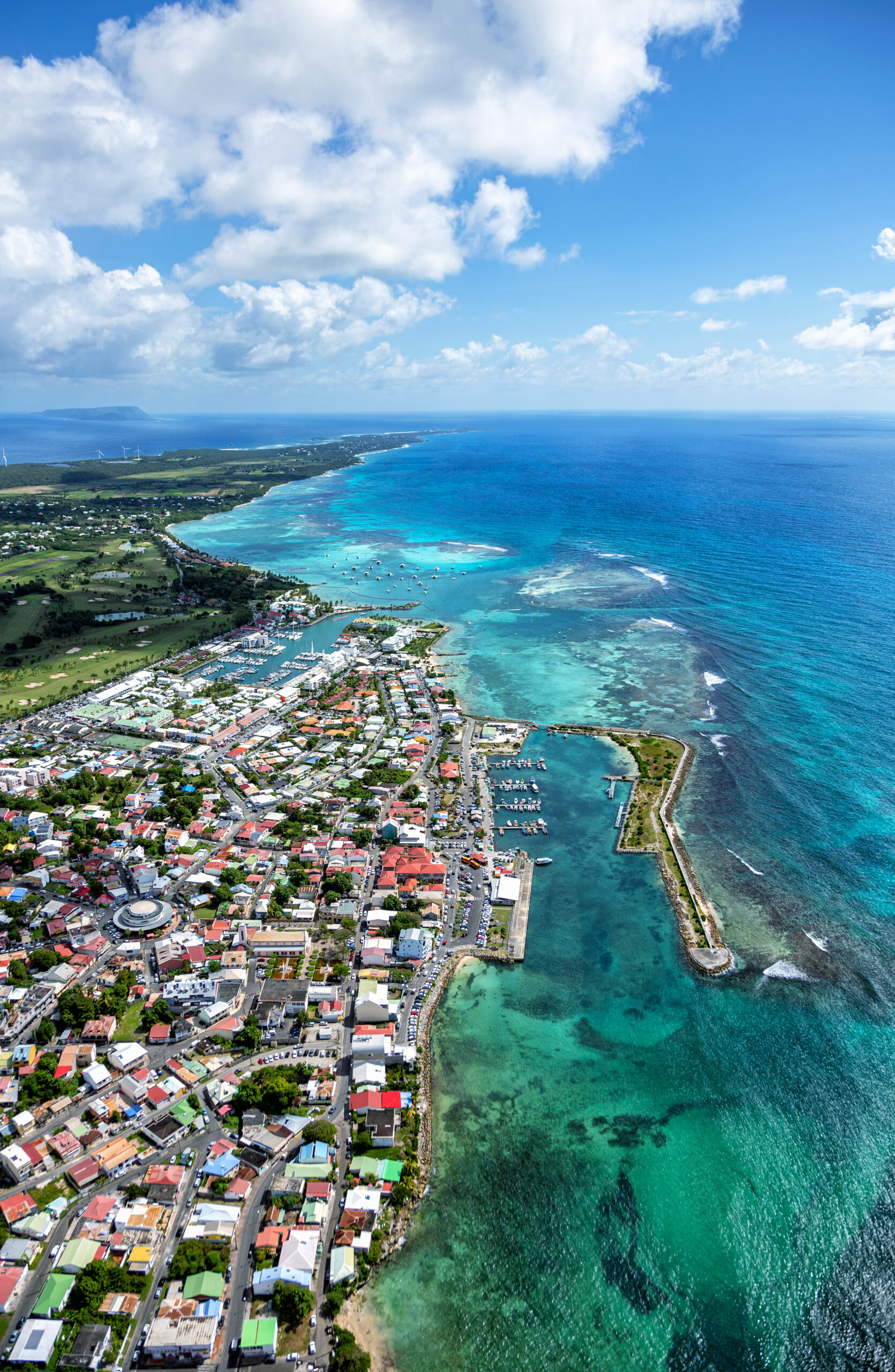 Aerial view of the south coast near Saint-Francois, Grande-Terre, Guadeloupe, Lesser Antilles, Caribbean.